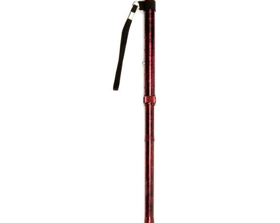 Soft Grip Folding Cane with Strap - Red Crackle