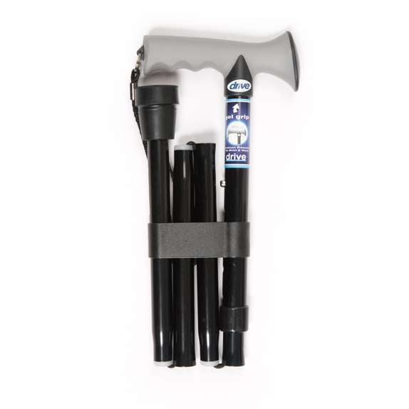 Soft Grip Folding Cane with Strap - Red Crackle
