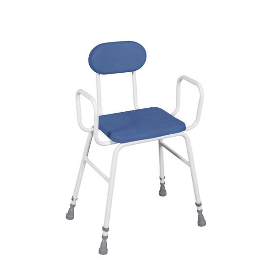 Perching Stool with PU Seat, Tubular Armrests and Padded Back