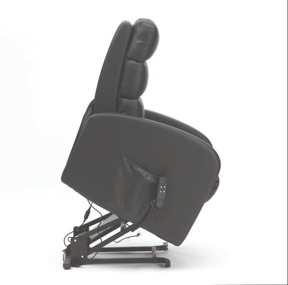 Three Tier Back PU Dual Motor Riser Recliner - Black