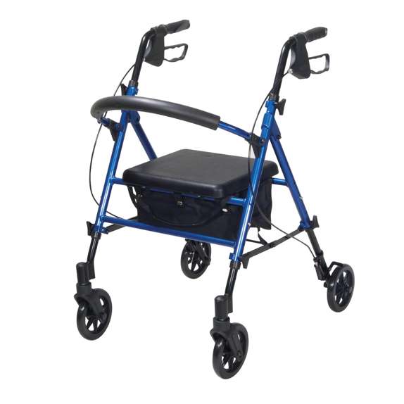 Adjustable Seat Height Rollator - Blue