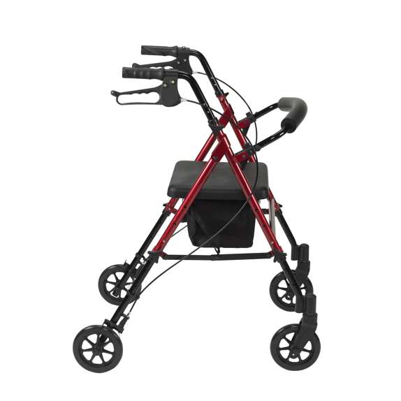 Adjustable Seat Height Rollator - Red
