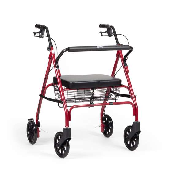 Heavy Duty Steel Rollator - Red
