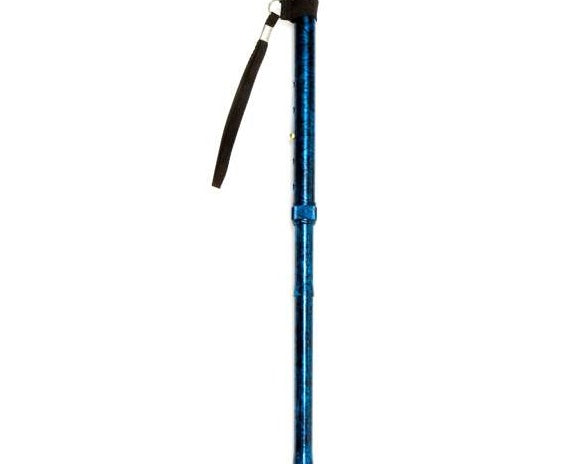 Soft Grip Folding Cane with Strap - Blue Crackle