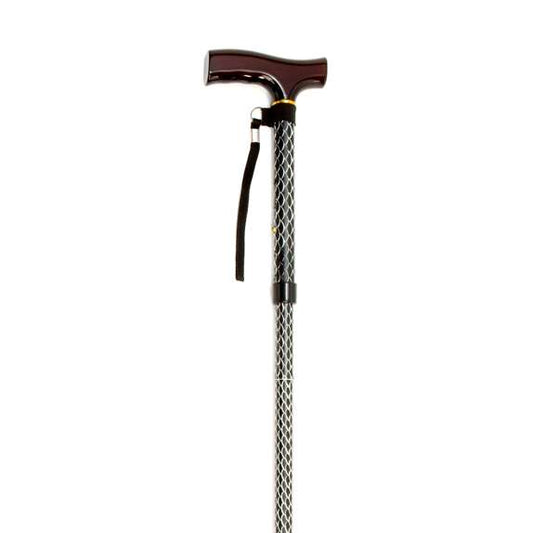 Folding Cane with Strap - Black Wave