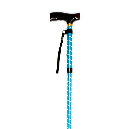 Folding Cane with Strap - Blue Twist