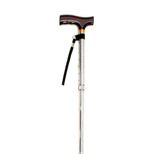 Folding Cane with Strap - Stained Glass