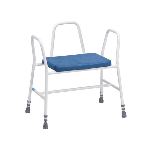 Bariatric Perching Stool with PU Seat, Tubular Armrests and Back