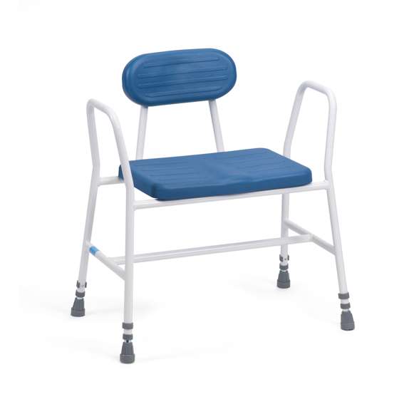 Bariatric Perching Stool with PU Seat with Tubular Armrests and Padded Back