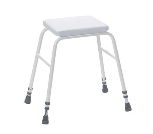 Perching Stool with White PVC Seat, No Arms or Back