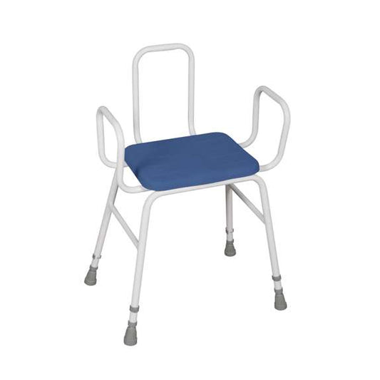 Perching Stool with PU Seat, Tubular Armrests and Back