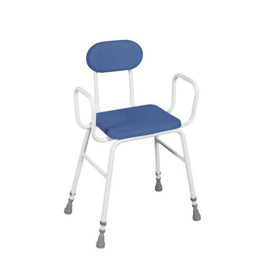 Perching Stool with PU Seat, Tubular Armrests and Padded Back