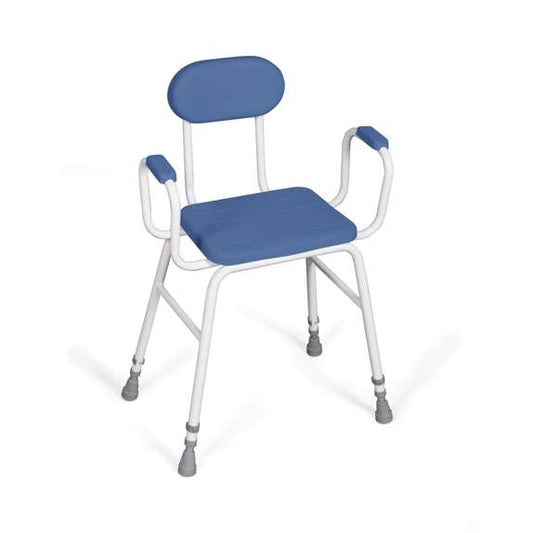 Perching Stool with PU Seat, Padded Back and Armrests