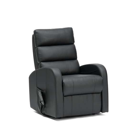 Three Tier Back PU Single Motor Riser Recliner - Black