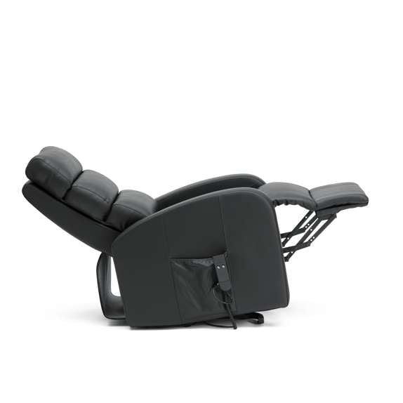 Three Tier Back PU Single Motor Riser Recliner - Black