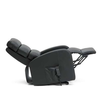 Three Tier Back PU Single Motor Riser Recliner - Black