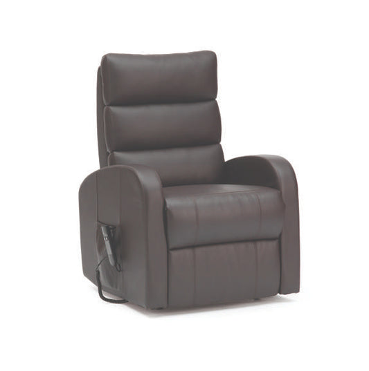 Three Tier Back PU Single Motor Riser Recliner - Brown