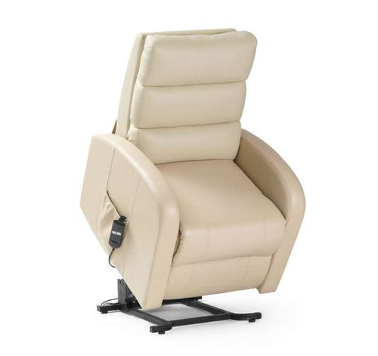 Three Tier Back PU Single Motor Riser Recliner - Cream
