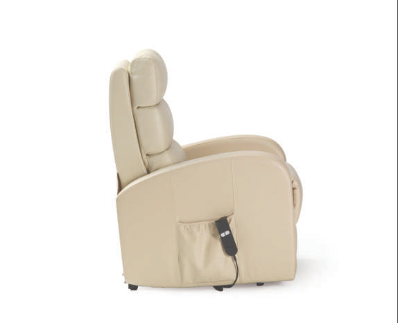 Three Tier Back PU Single Motor Riser Recliner - Cream
