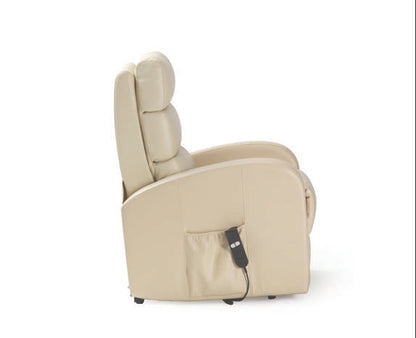 Three Tier Back PU Single Motor Riser Recliner - Cream