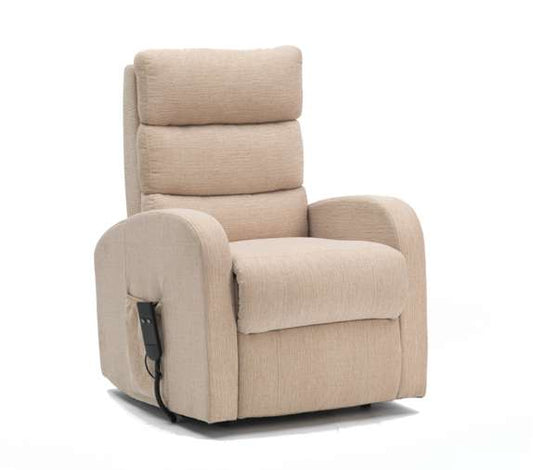 Three Tier Back Fabric Single Motor Riser Recliner - Oatmeal