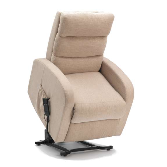 Three Tier Back Fabric Single Motor Riser Recliner - Oatmeal