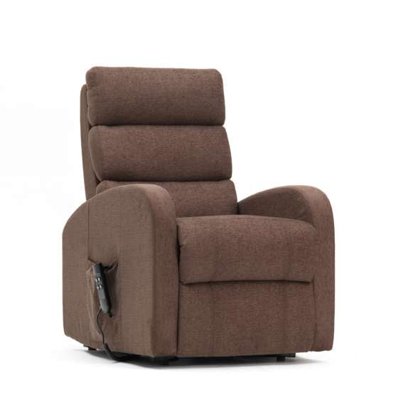 Three Tier Back Fabric Dual Motor Riser Recliner - Brown