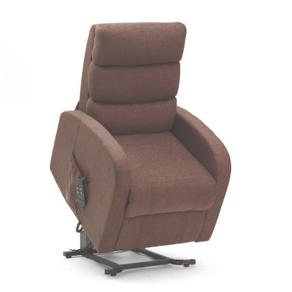 Three Tier Back Fabric Single Motor Riser Recliner - Brown