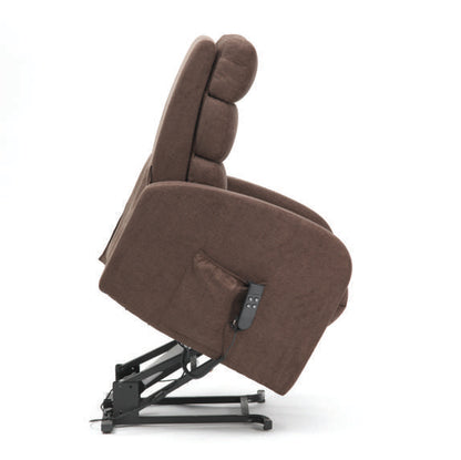 Three Tier Back Fabric Dual Motor Riser Recliner - Brown