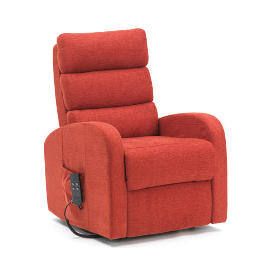 Three Tier Back Fabric Dual Motor Riser Recliner - Terracotta