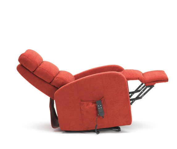 Three Tier Back Fabric Dual Motor Riser Recliner - Terracotta