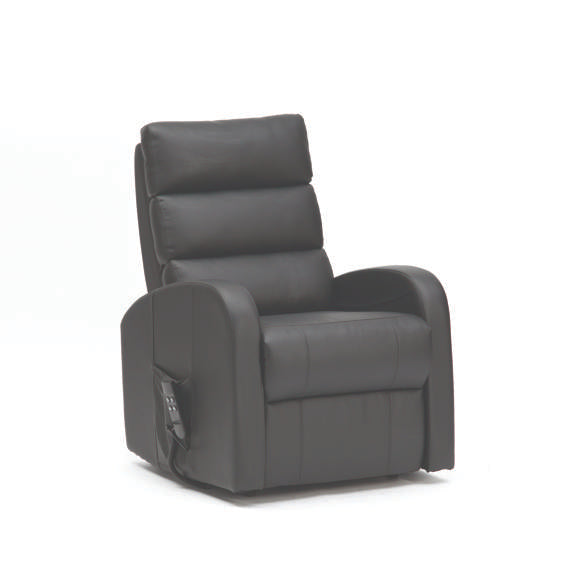 Three Tier Back PU Dual Motor Riser Recliner - Black