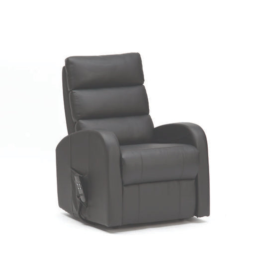 Three Tier Back PU Dual Motor Riser Recliner - Black