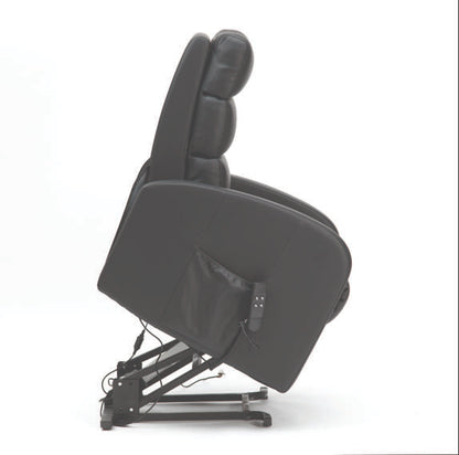 Three Tier Back PU Dual Motor Riser Recliner - Black