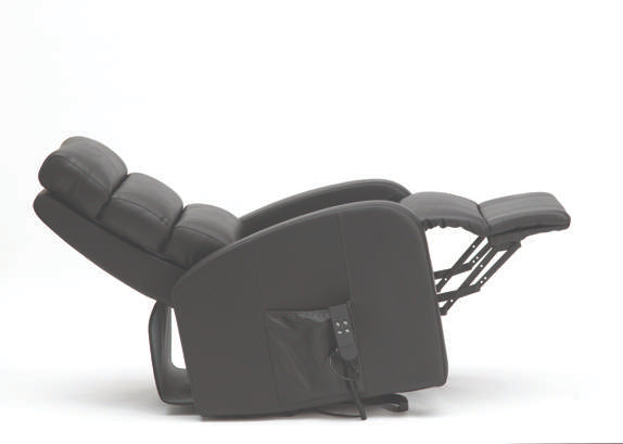 Three Tier Back PU Dual Motor Riser Recliner - Black