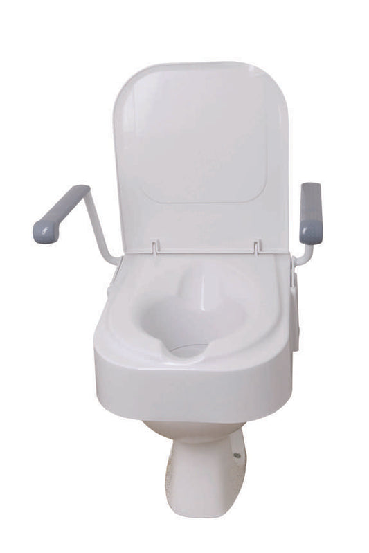 Raised Toilet Seat With Arms & Lid