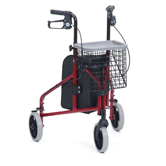 Tri-Walker Ultra Lightweight with Bag, Basket & Tray - Red