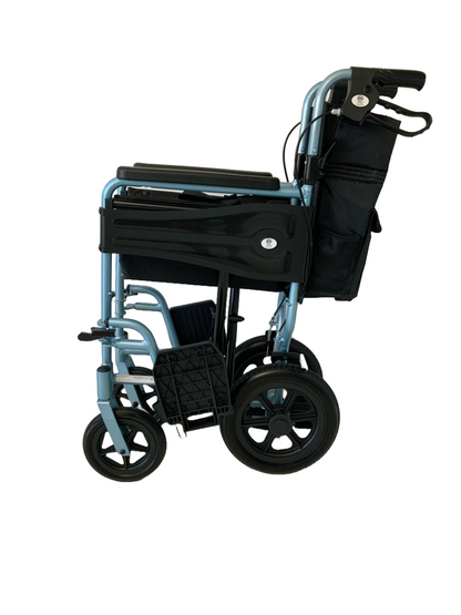 Vantage Transit Wheelchair in Silver/Blue