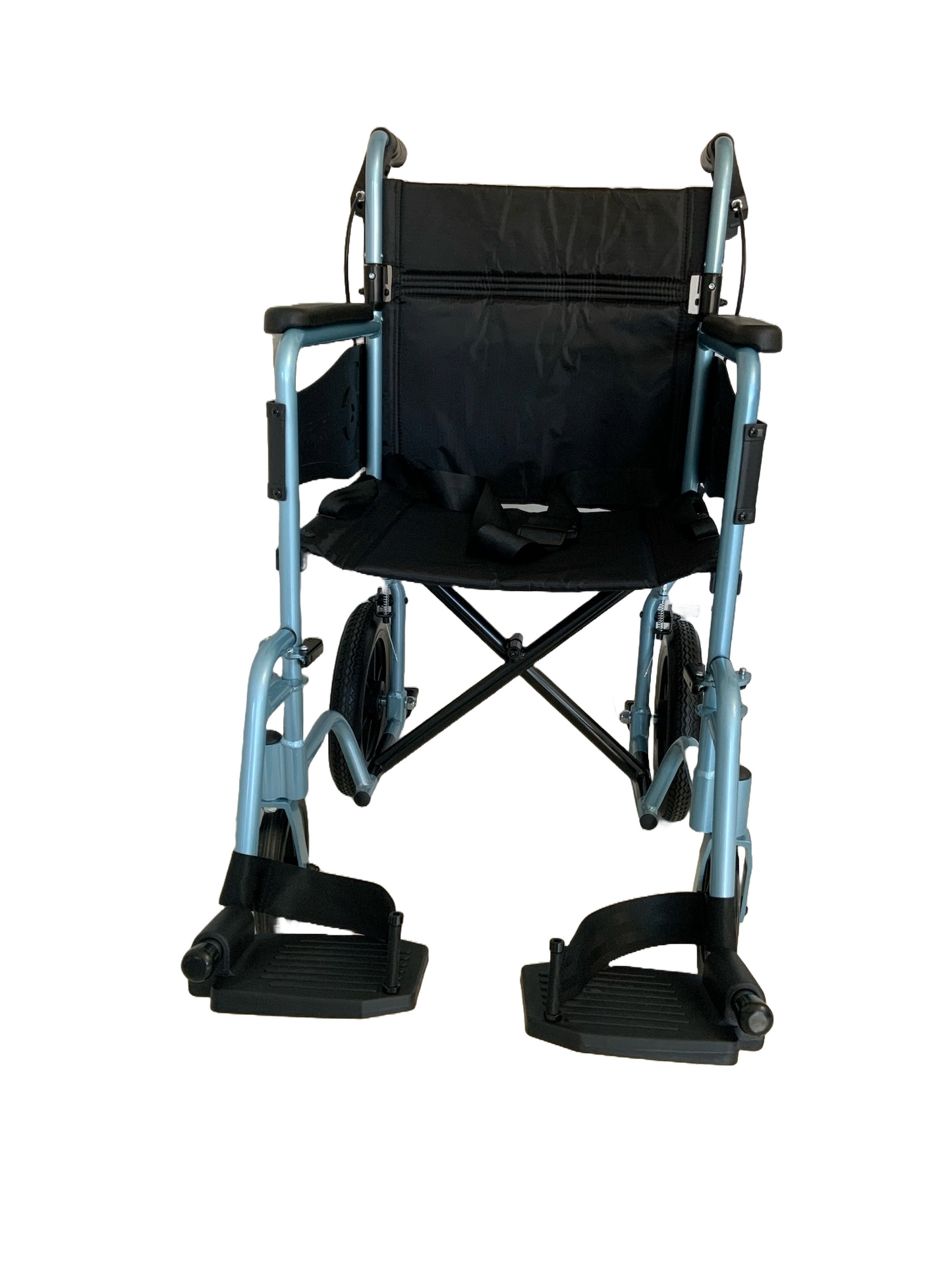 Vantage Transit Wheelchair in Silver/Blue