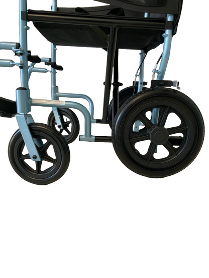 Vantage Transit Wheelchair in Silver/Blue
