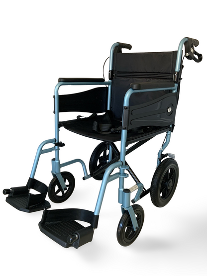Vantage Transit Wheelchair in Silver/Blue