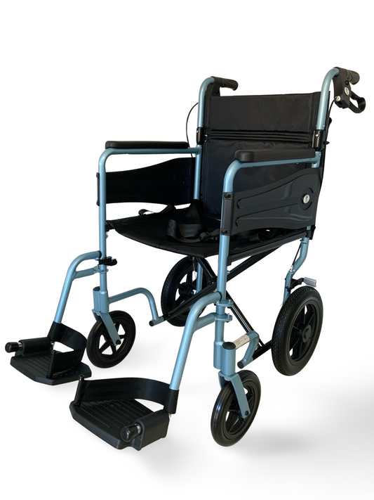 Vantage Transit Wheelchair in Silver/Blue